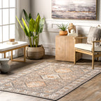 Amrata Washable Mosaic Rug | Peach