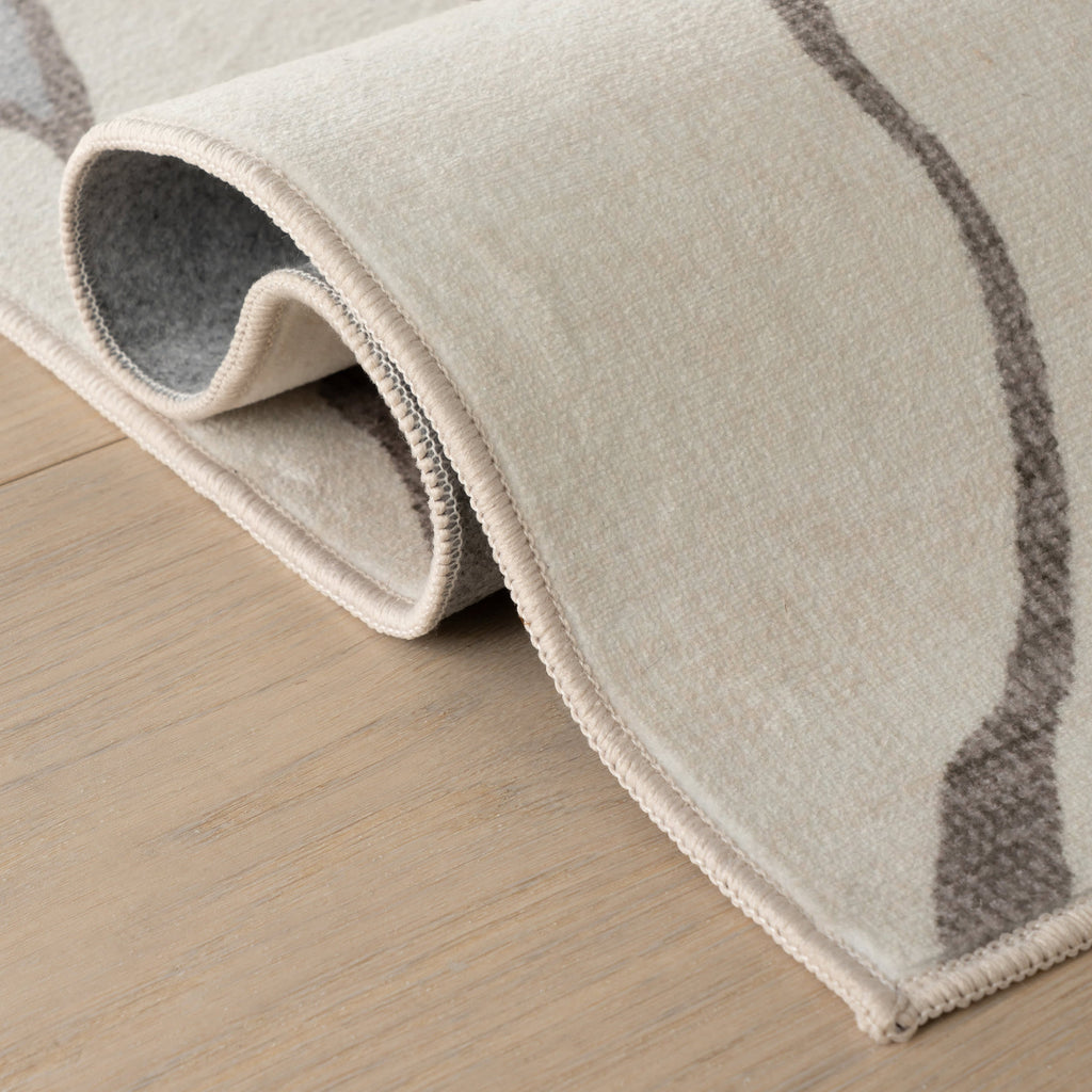 Lenis Abstract Washable Rug | Ivory