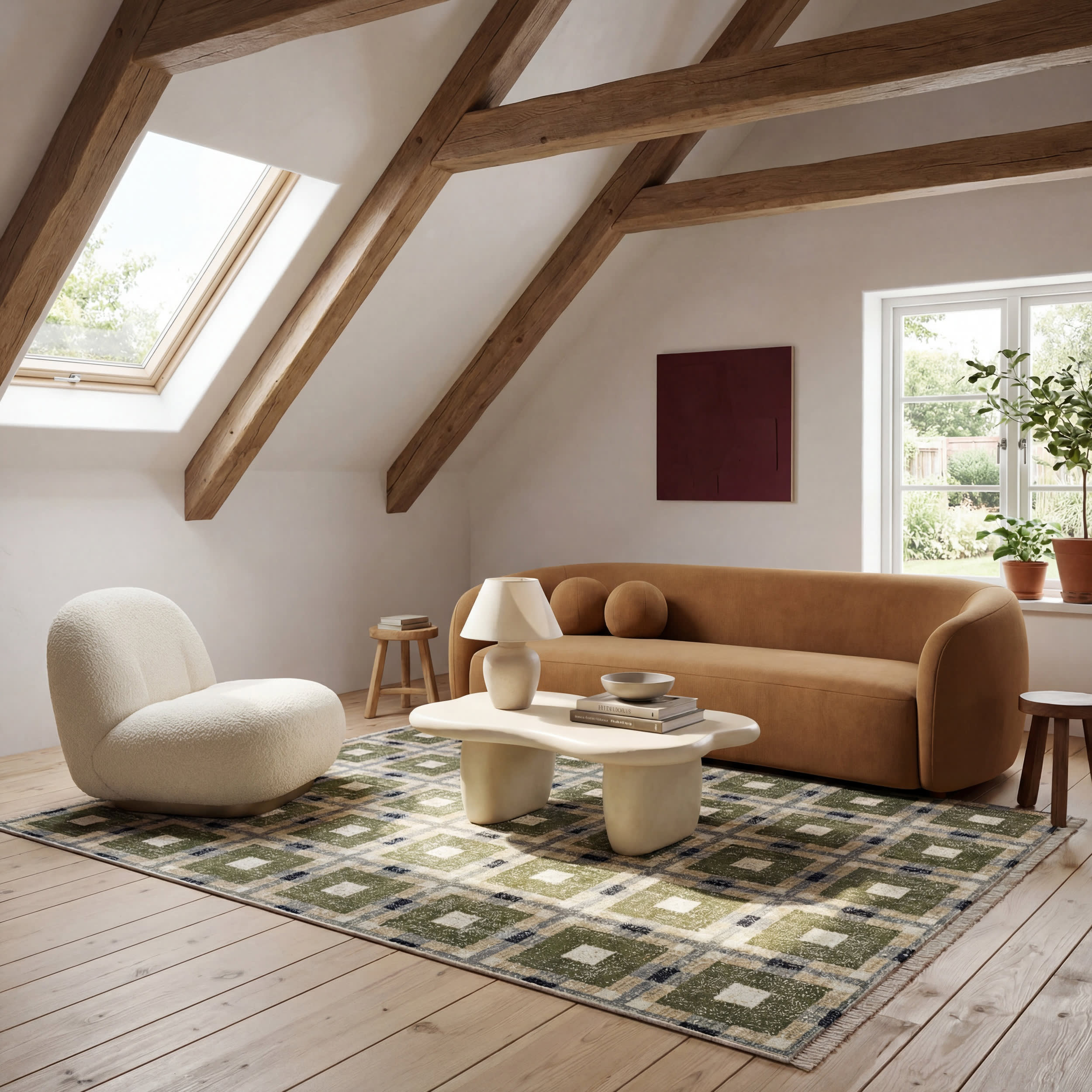 Sorelle Modern Plaid Rug | Green Image secondaire du produit