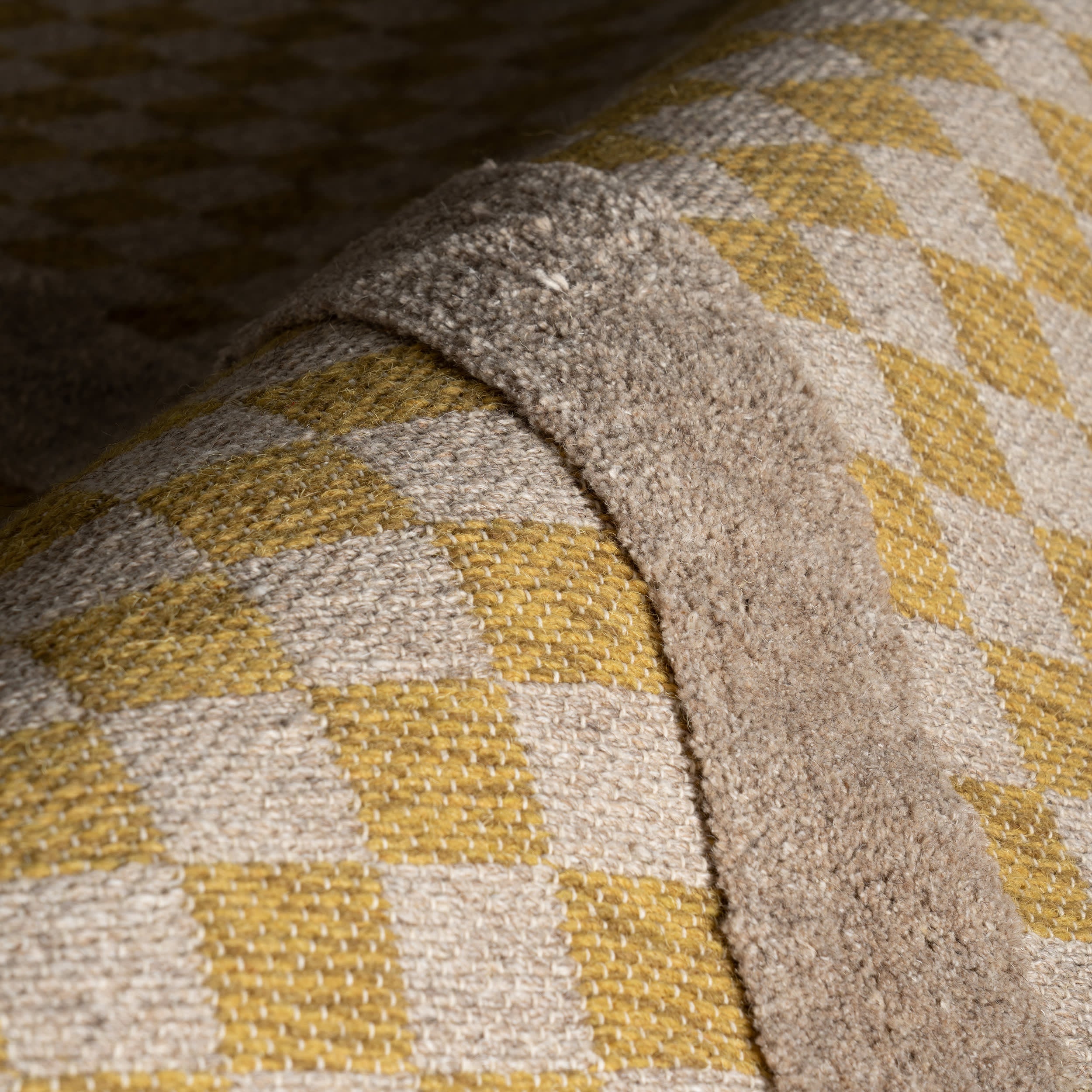Memphis Modern Checkered Hand Woven Rug | Golden Yellow
