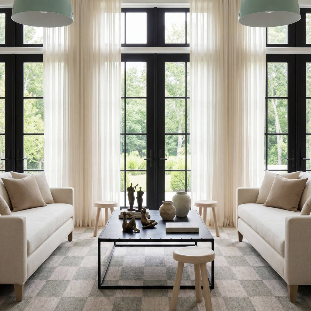Mephira Checkered Washable Rug | Green