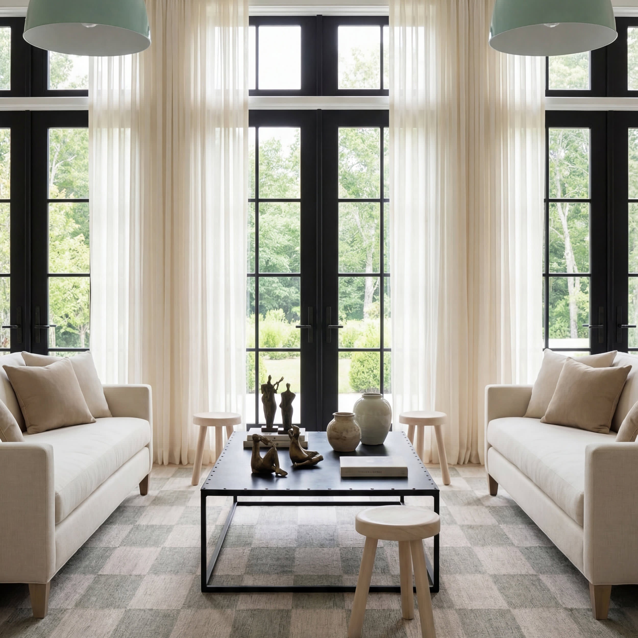 Mephira Checkered Washable Rug | Green