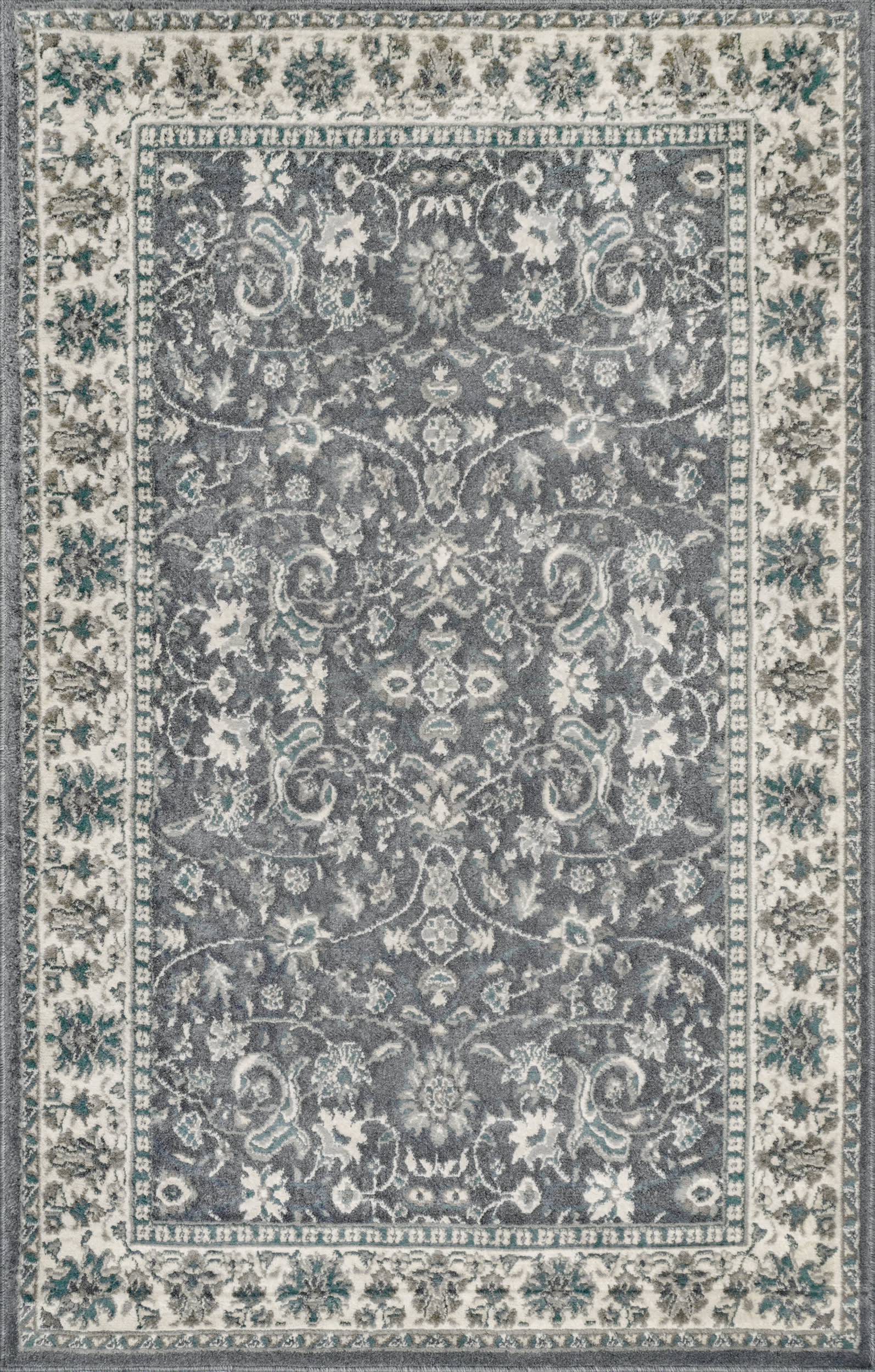 Classic Floral Rug | Grey Main image