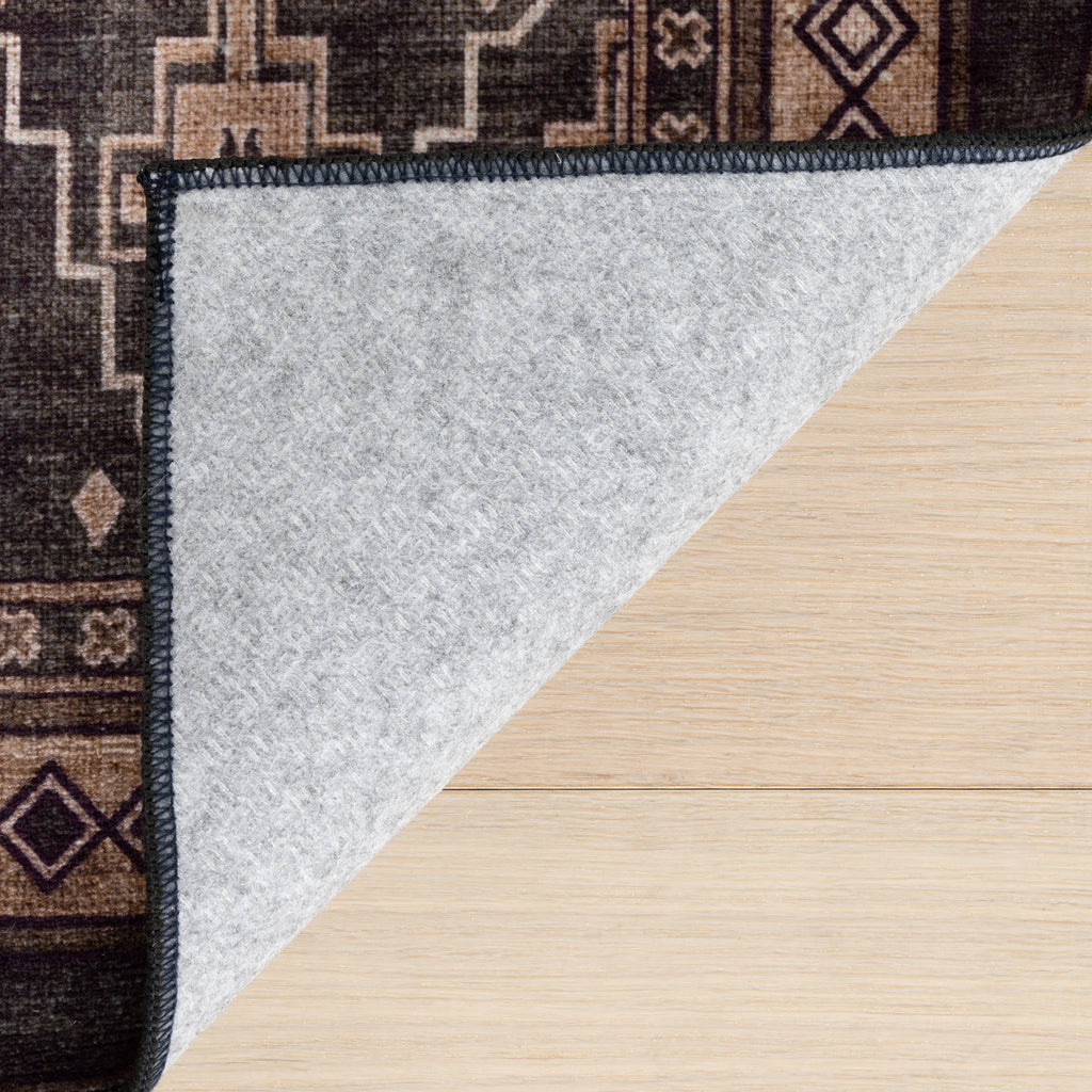 Mev Oriental and Persian Washable Rug | Brown