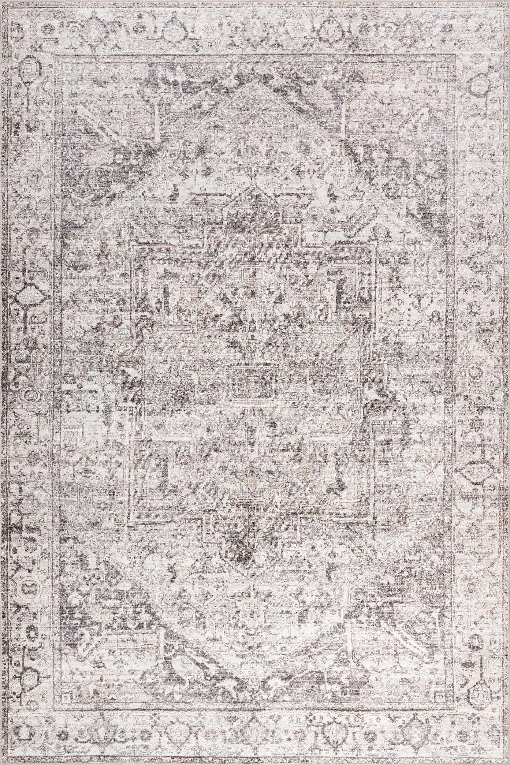 Atrium Medallion Spill Proof Washable Rug | Grey Main image