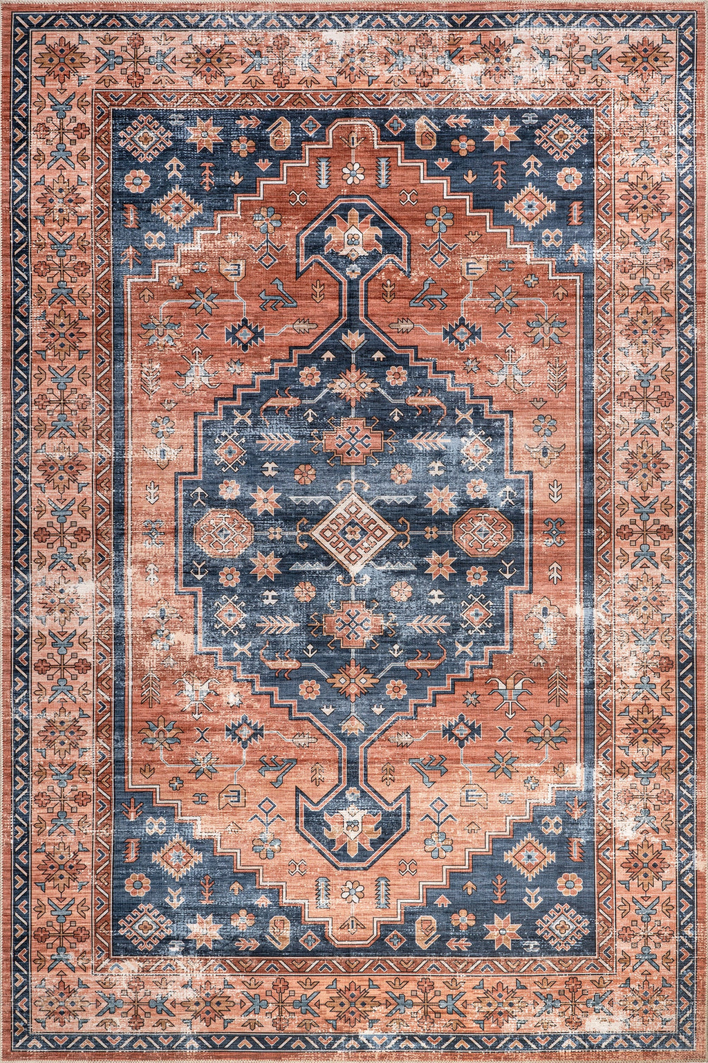 Daisy Spill Proof Washable Persian Rug | Brick
