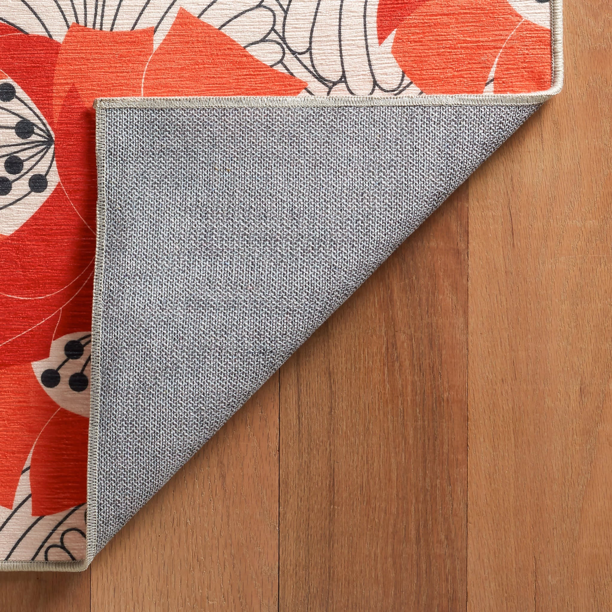 Japanese Poppy Machine Washable Rug | Multi