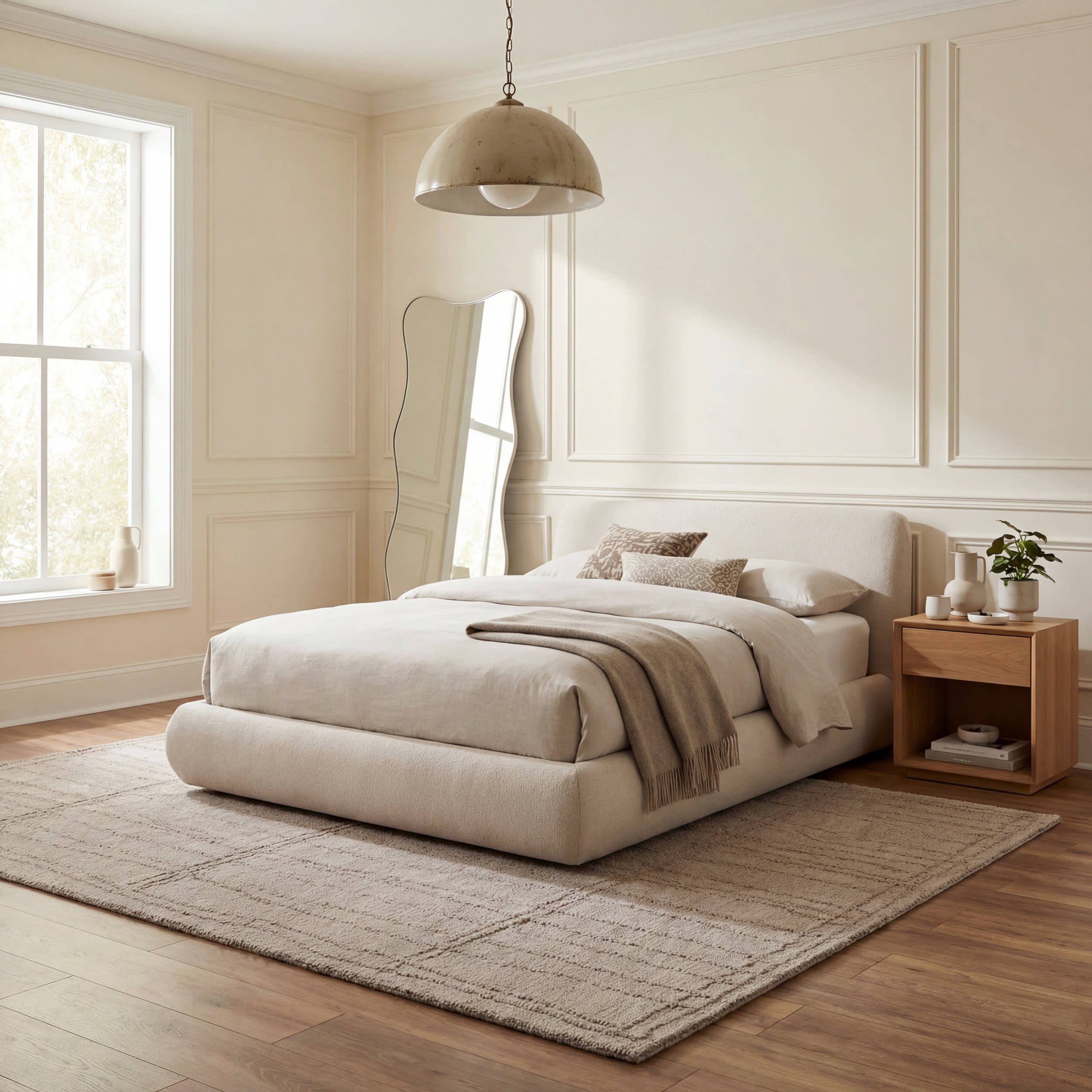 Maivy Bohemian Striped Wool Rug | Grey