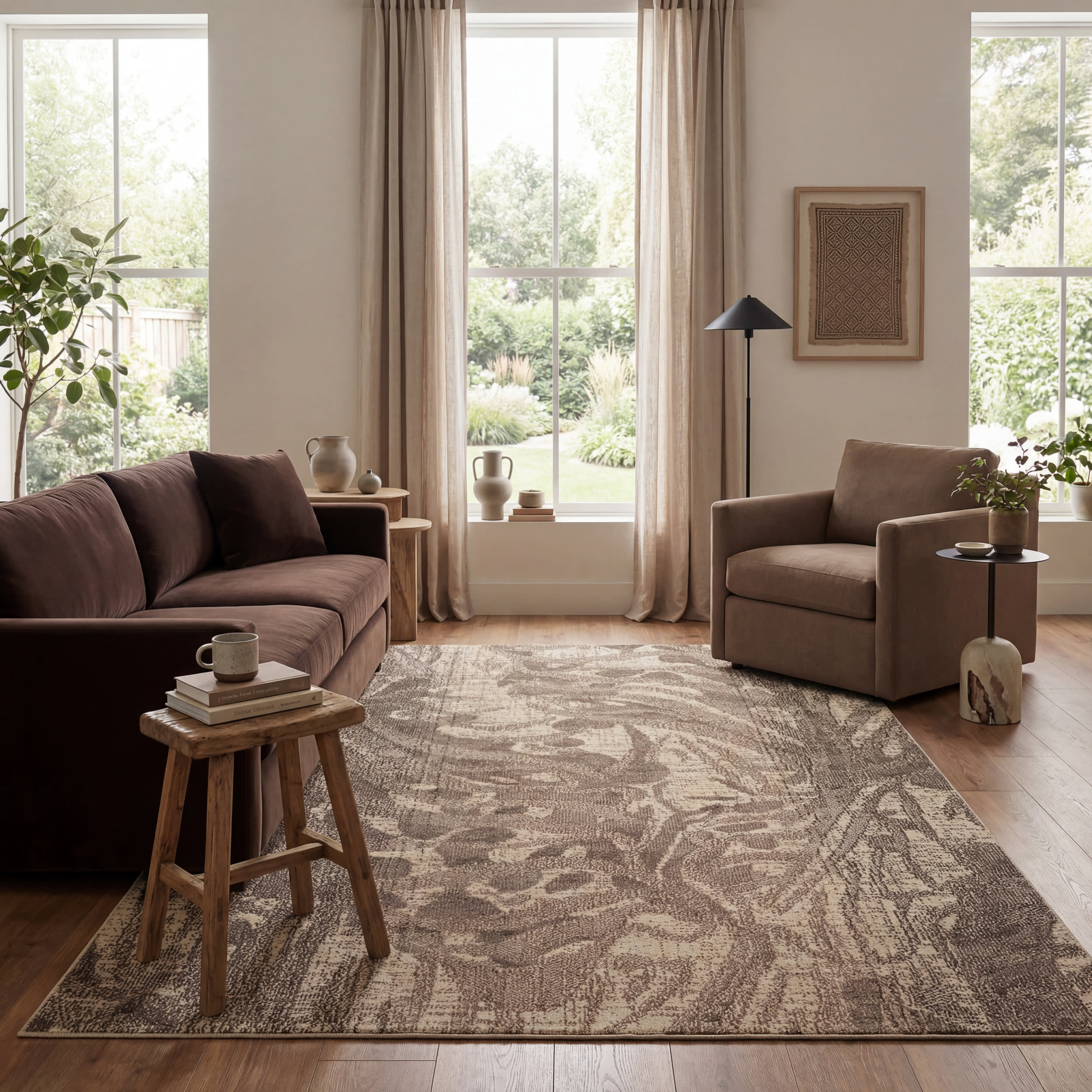 Abstract Floral Rug | Grey Image principale du produit
