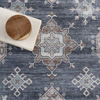 Francesca Timeworn Charm Spill Proof Washable Rug | Blue