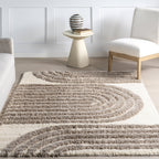 Charlee Textured Arcs Rug | Beige