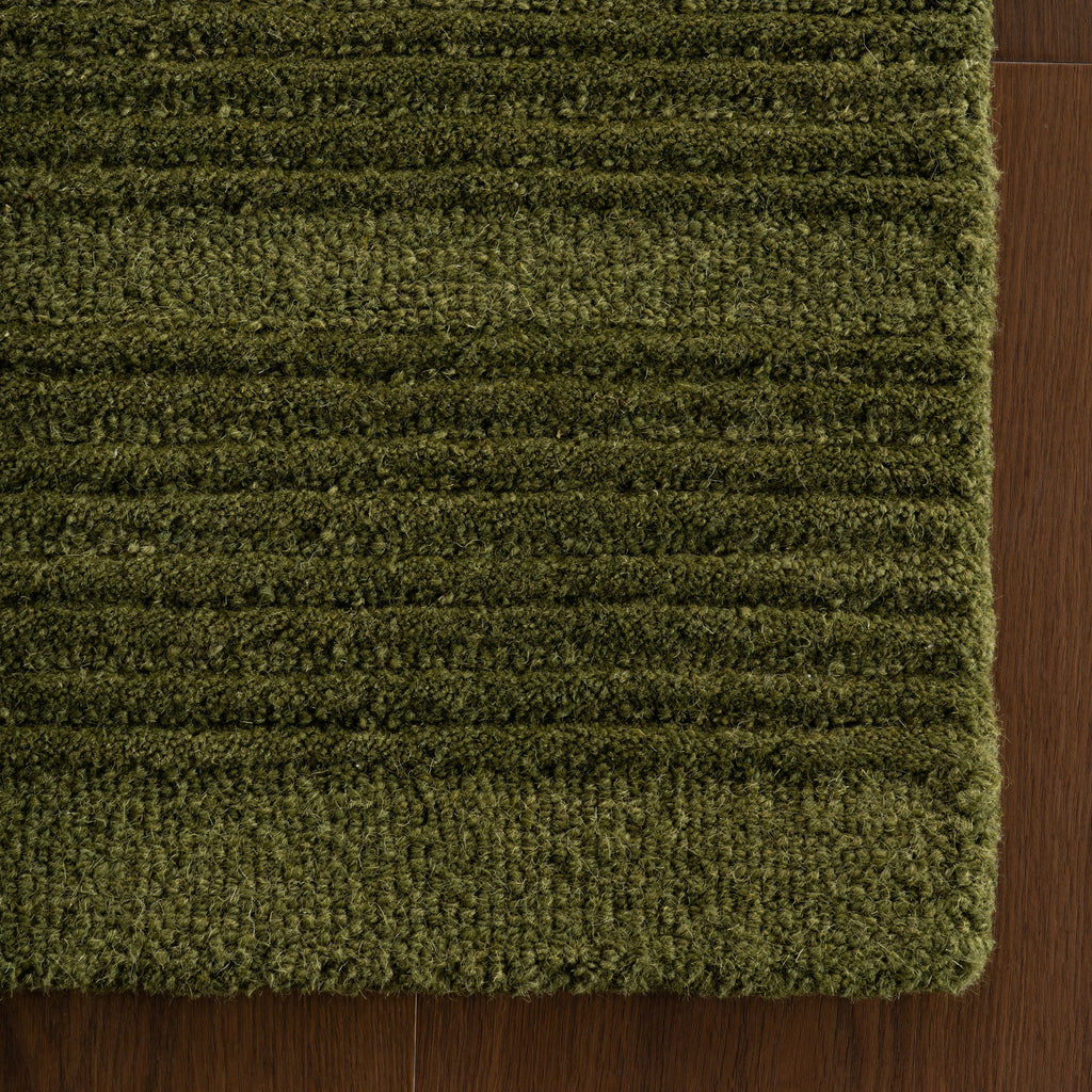 Cotina Modern Bordered Handmade Wool Rug | Green