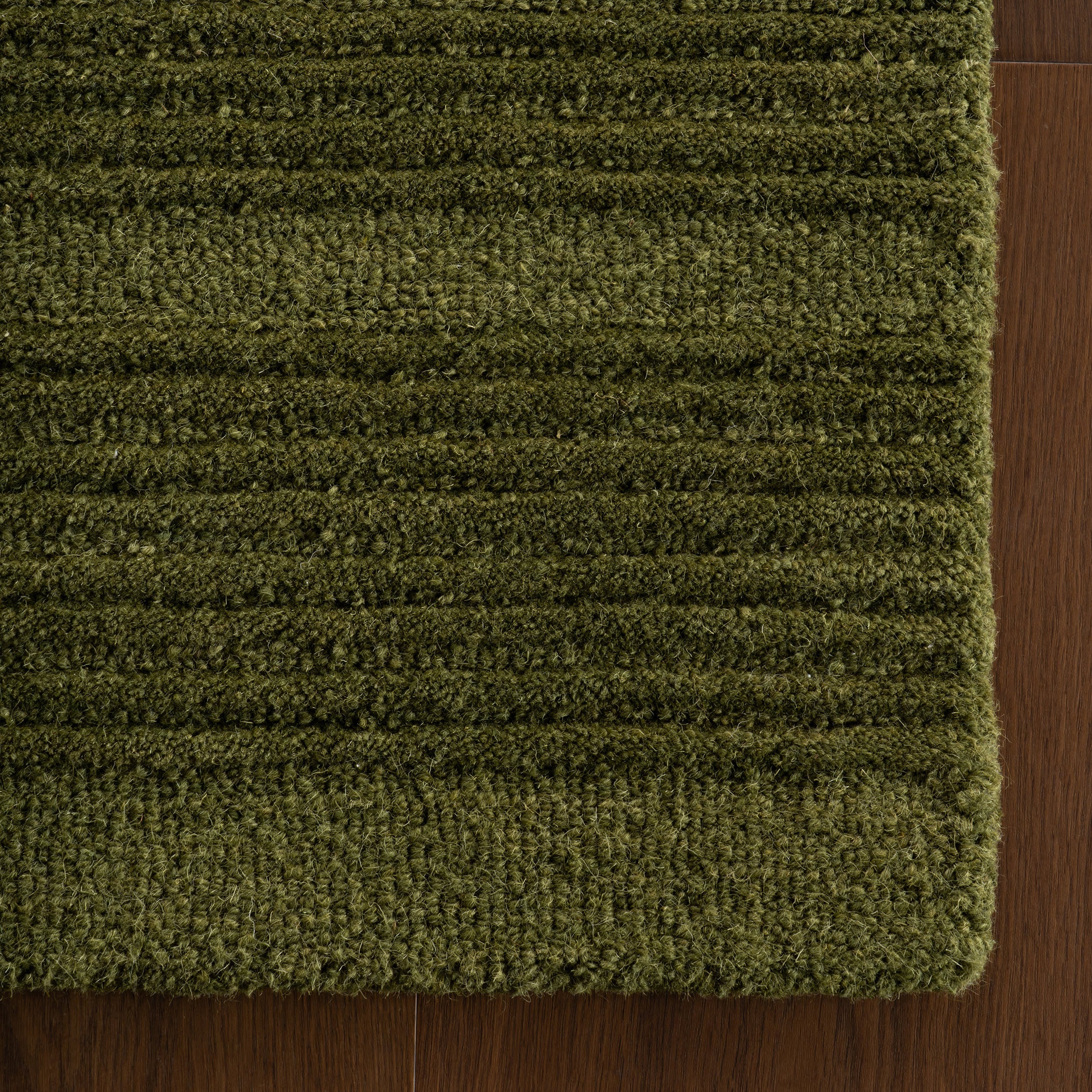 Cotina Modern Bordered Handmade Wool Rug | Green
