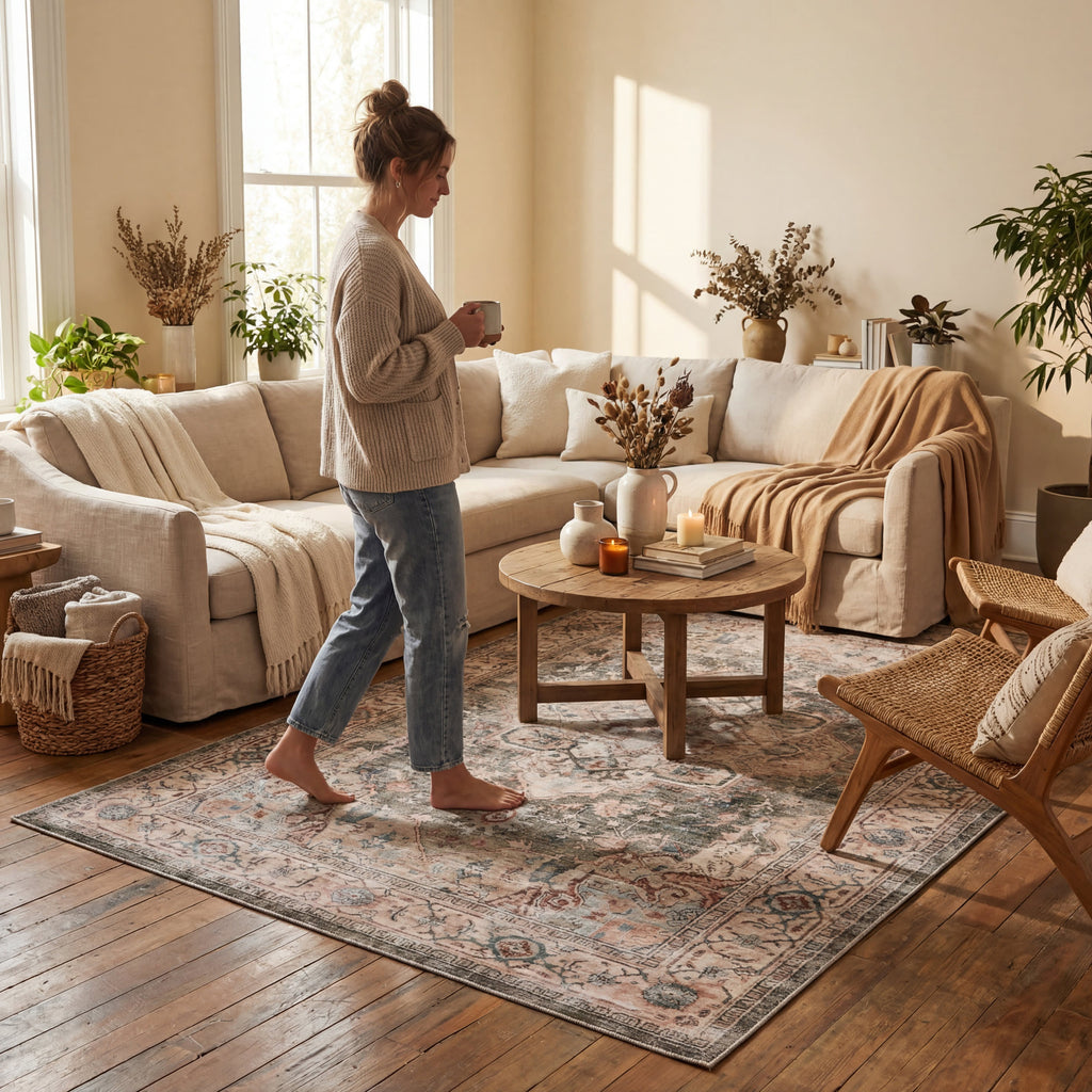 Erica Oriental and Persian Washable Rug | Brown