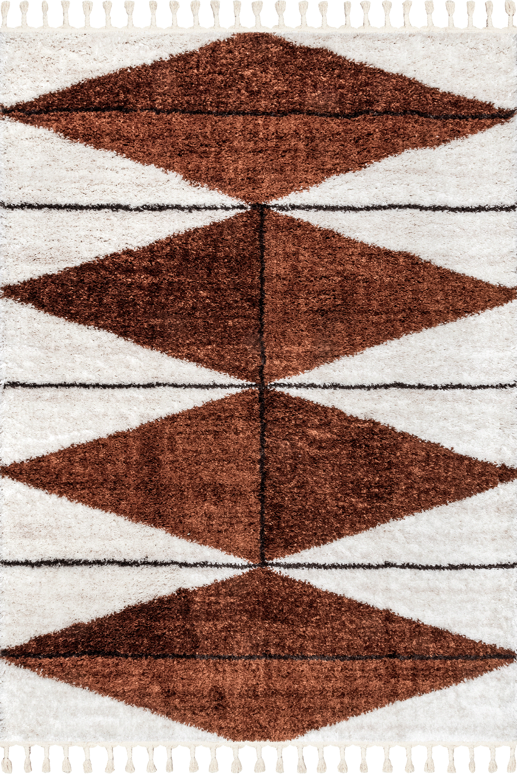 Alexia Diamond Tasseled Rug | Rust Main image