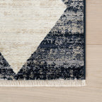 Vanni Checkered Fringed Rug | Navy