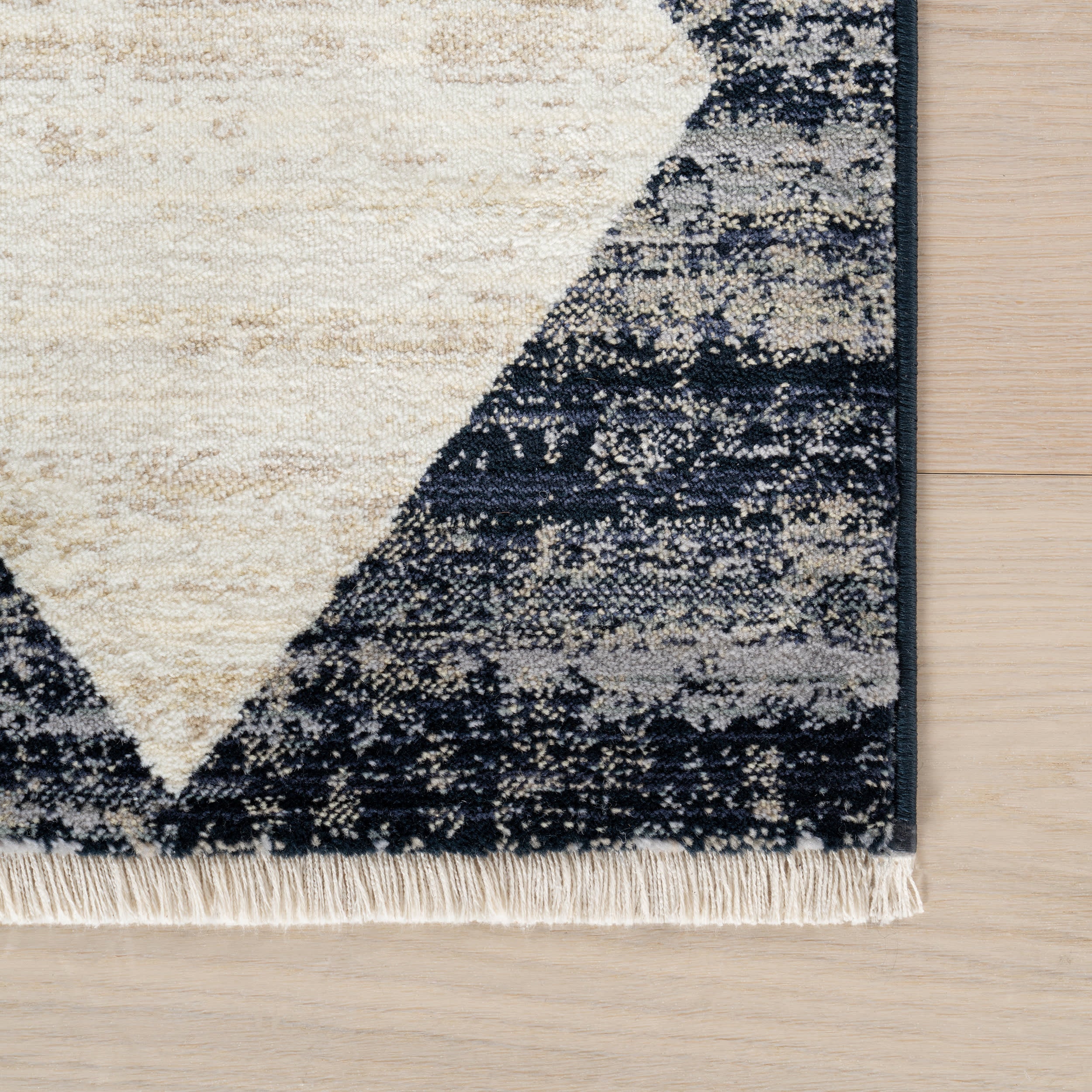 Vanni Checkered Fringed Rug | Navy