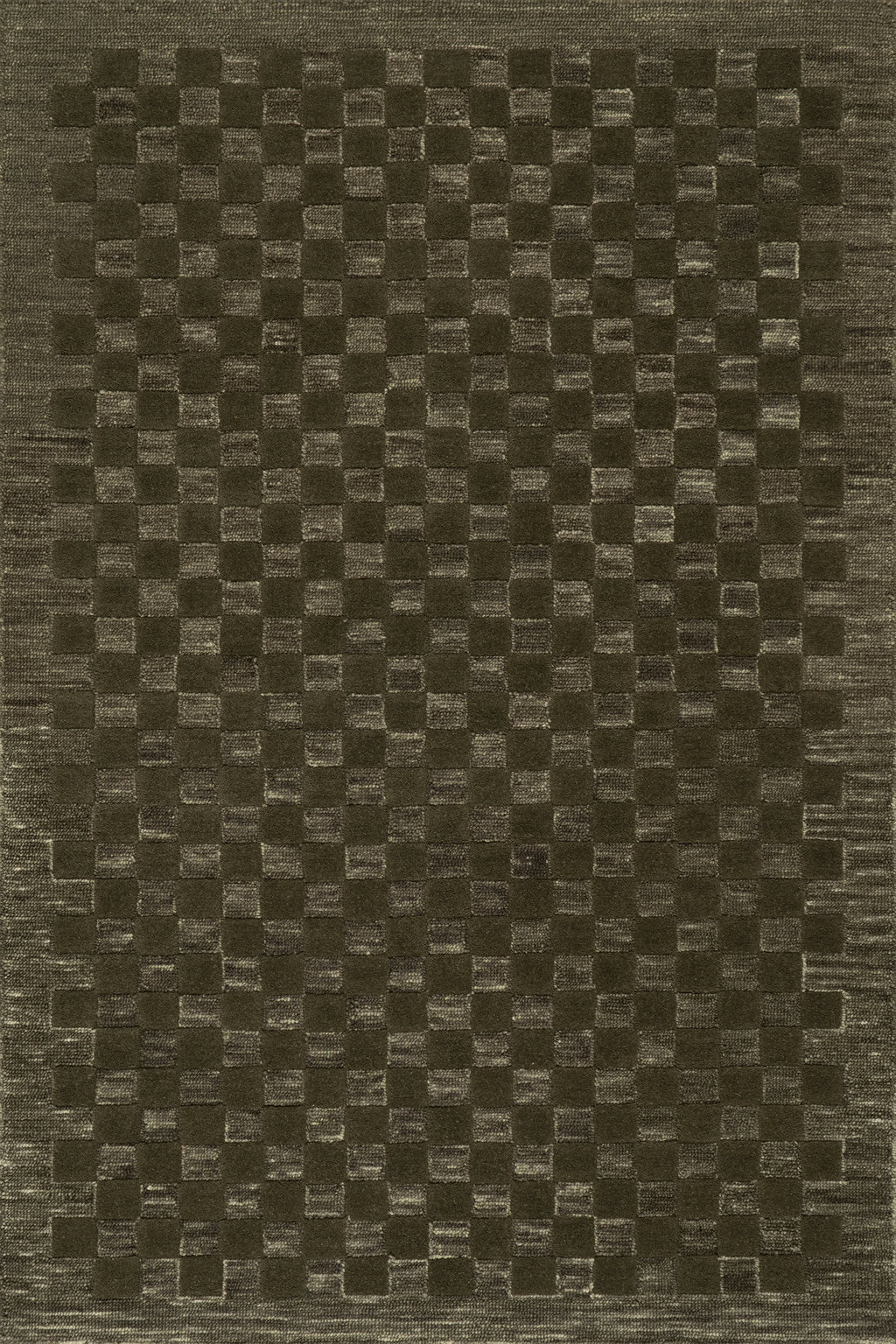 Linthea Modern Checkered Handmade Wool Rug | Green