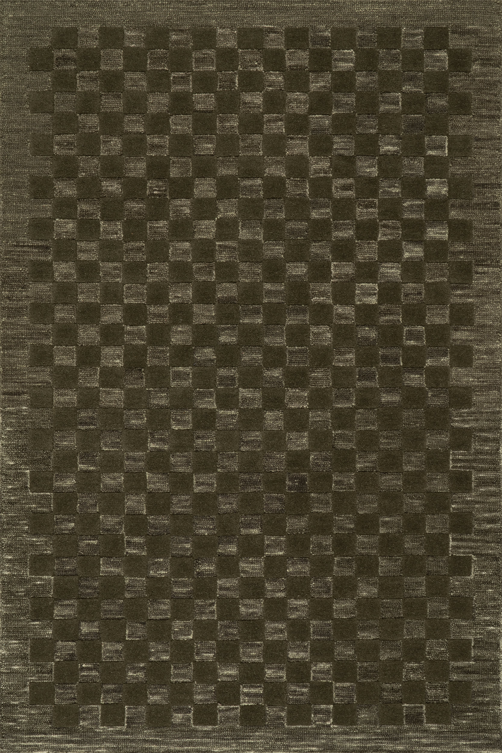 Linthea Modern Checkered Handmade Wool Rug | Green