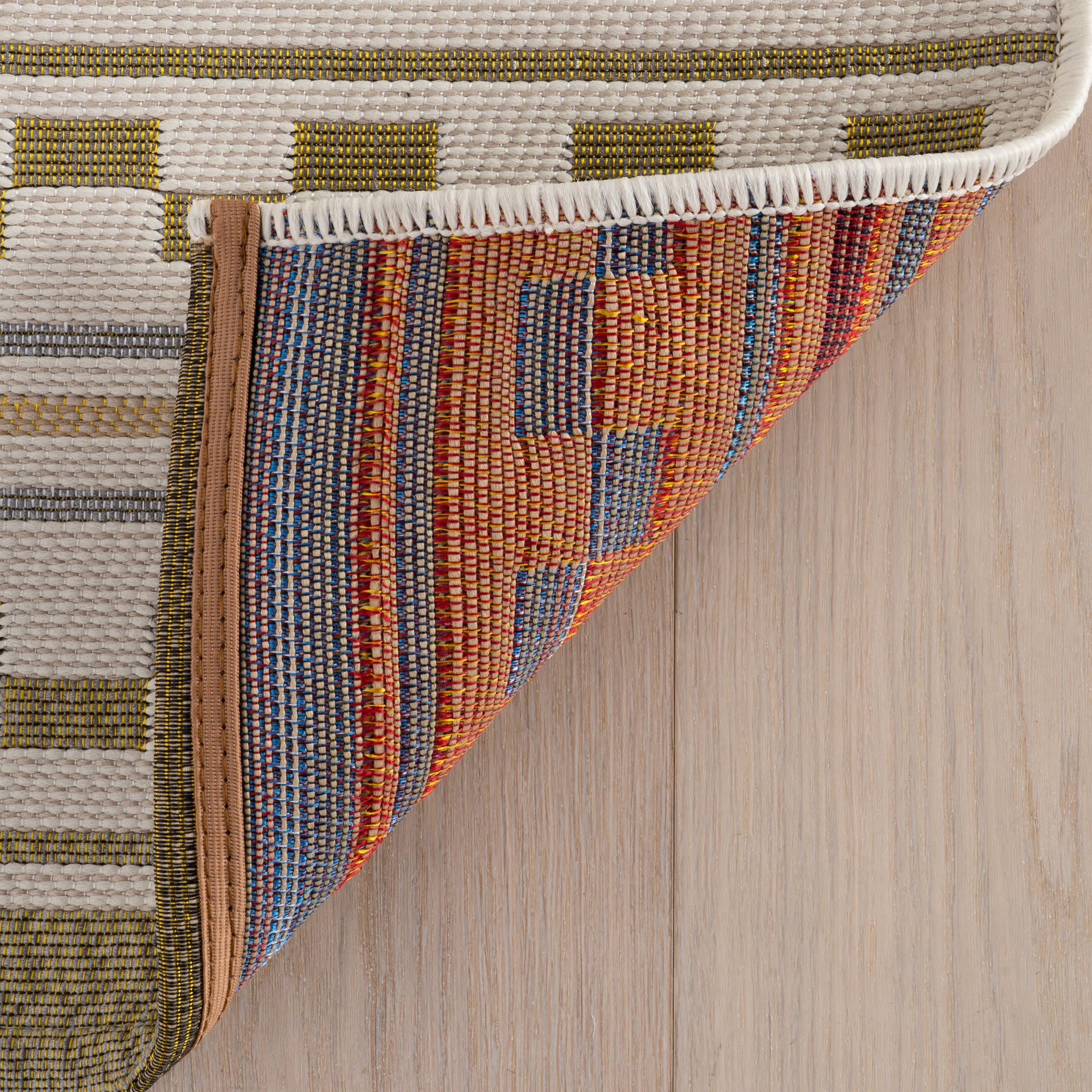 Caldera Modern Checkered Indoor/Outdoor Rug | Tan