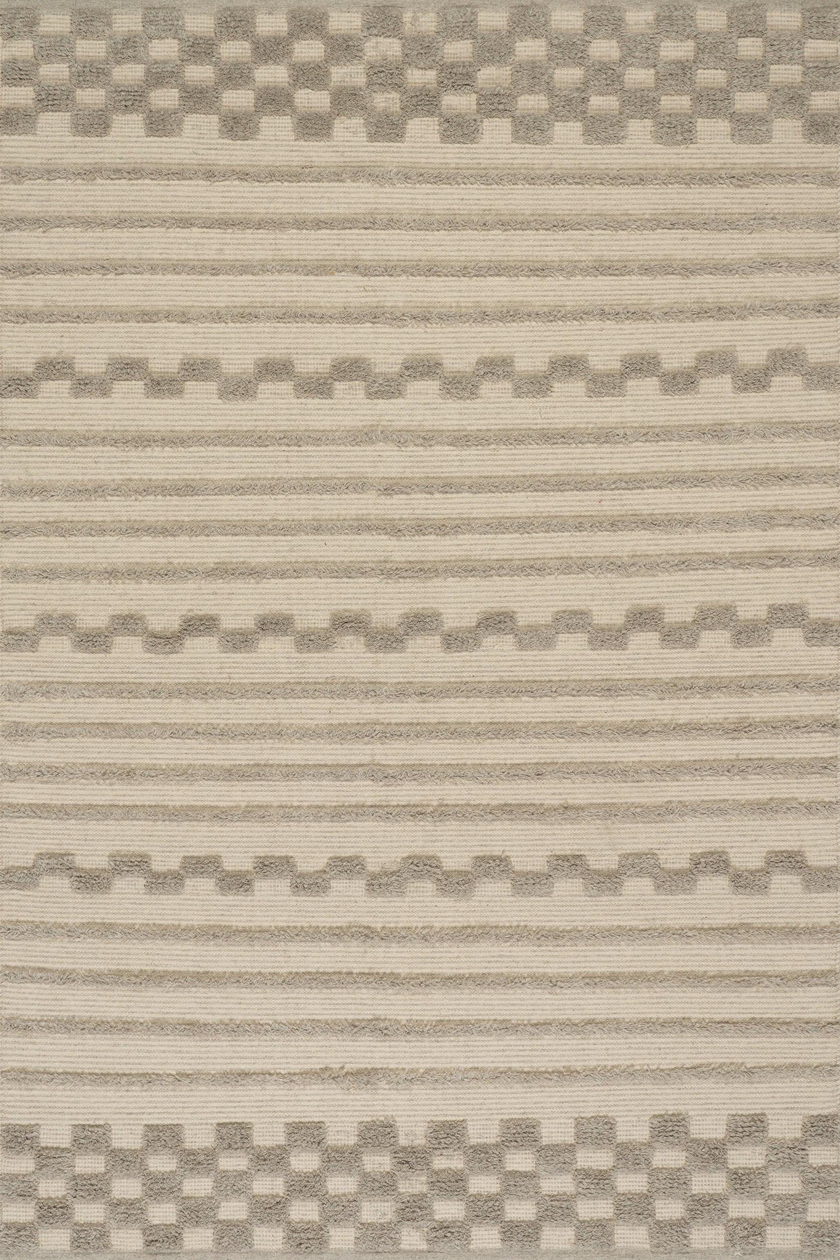Nubi Bohemian Striped Hand Woven Rug | Grey Secondary image