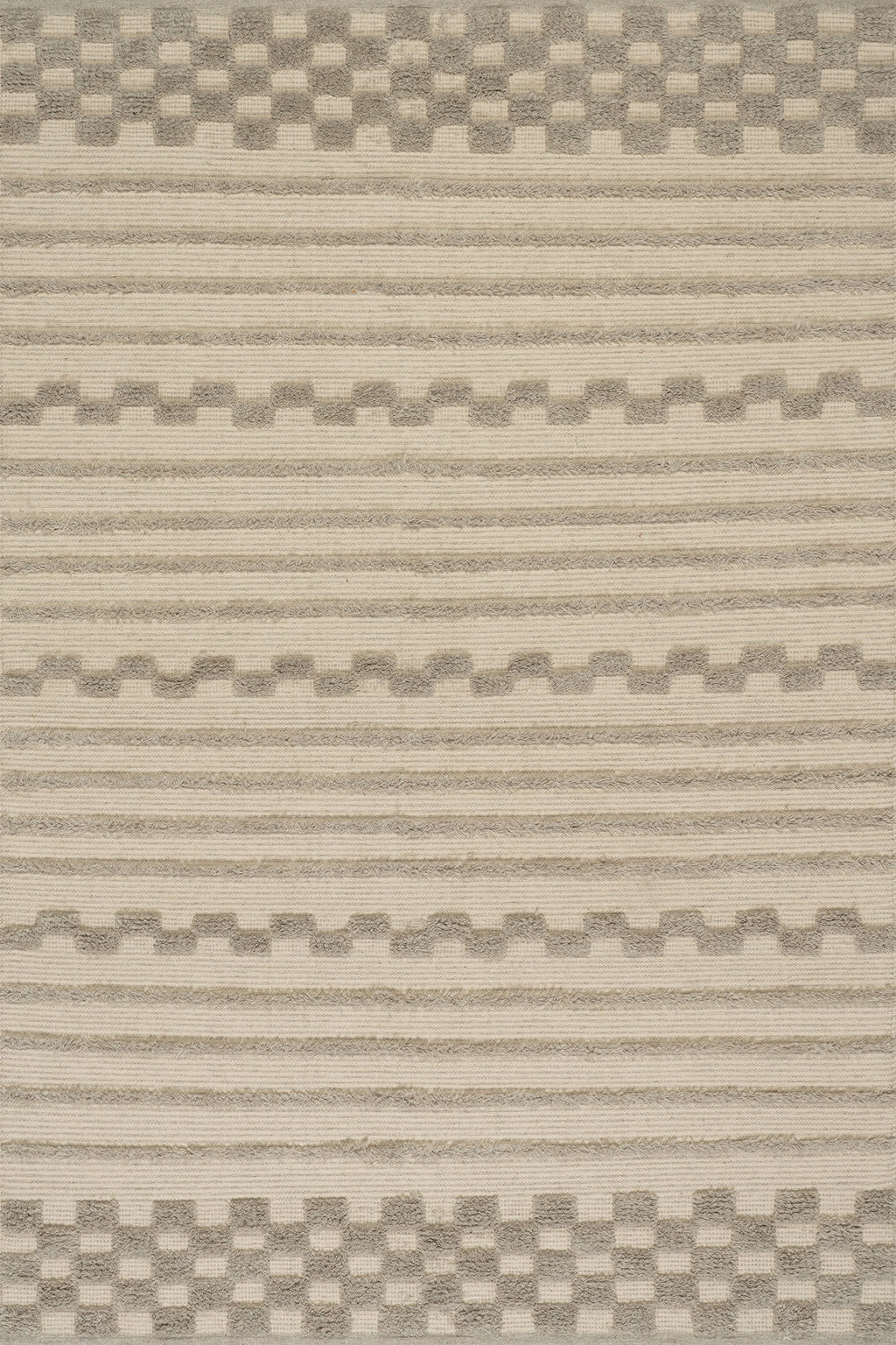 Nubi Bohemian Striped Hand Woven Rug | Grey