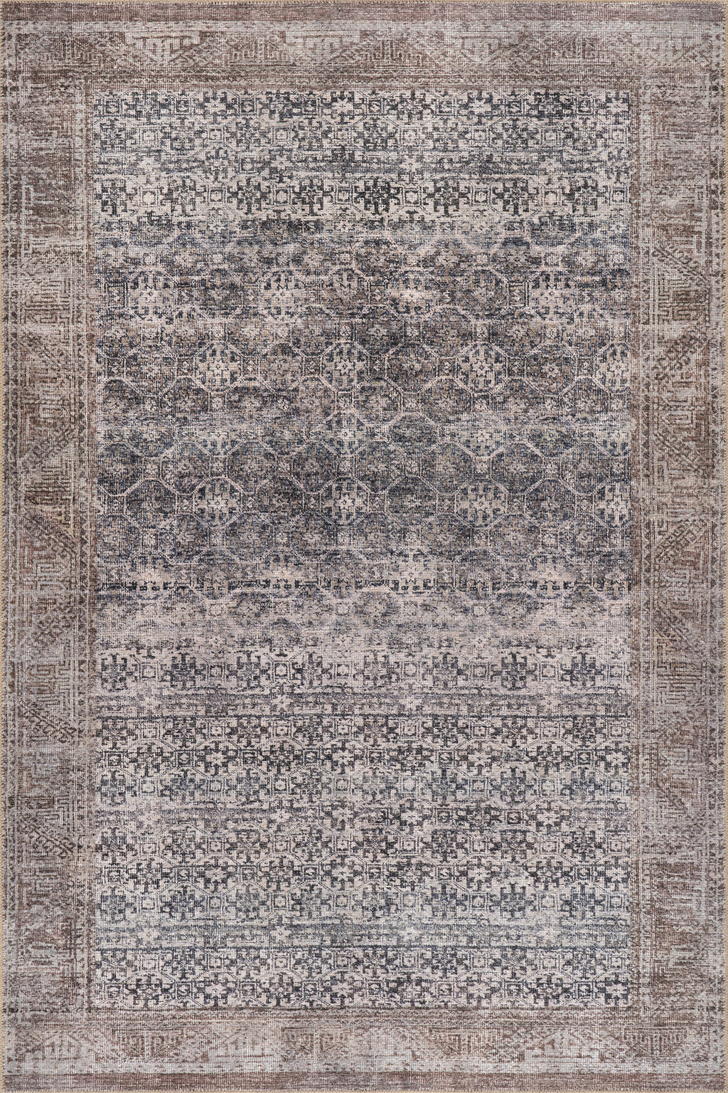 Delph Vintage & Distressed Washable Rug | Brown