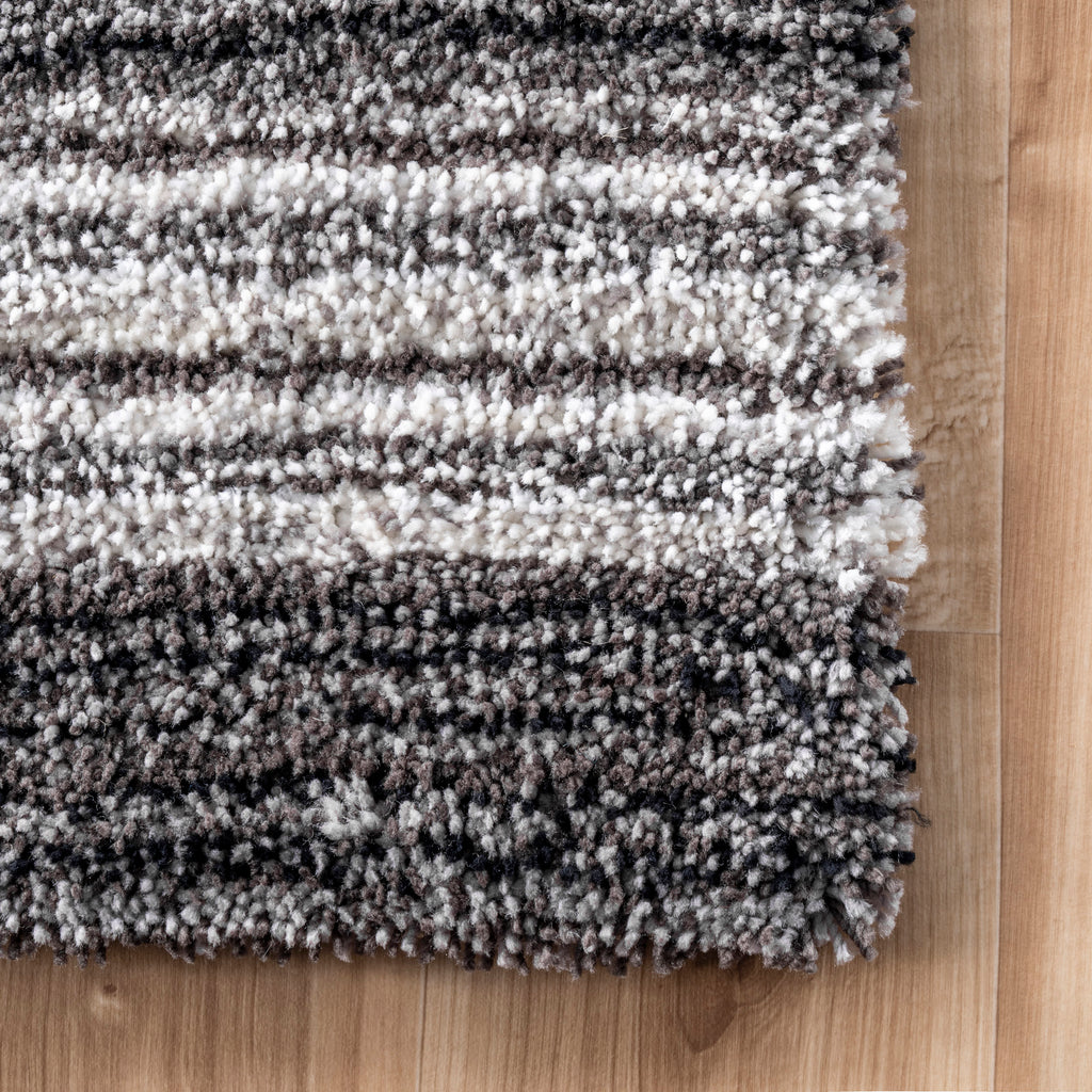 Striped Shaggy Rug | Grey Multicolor
