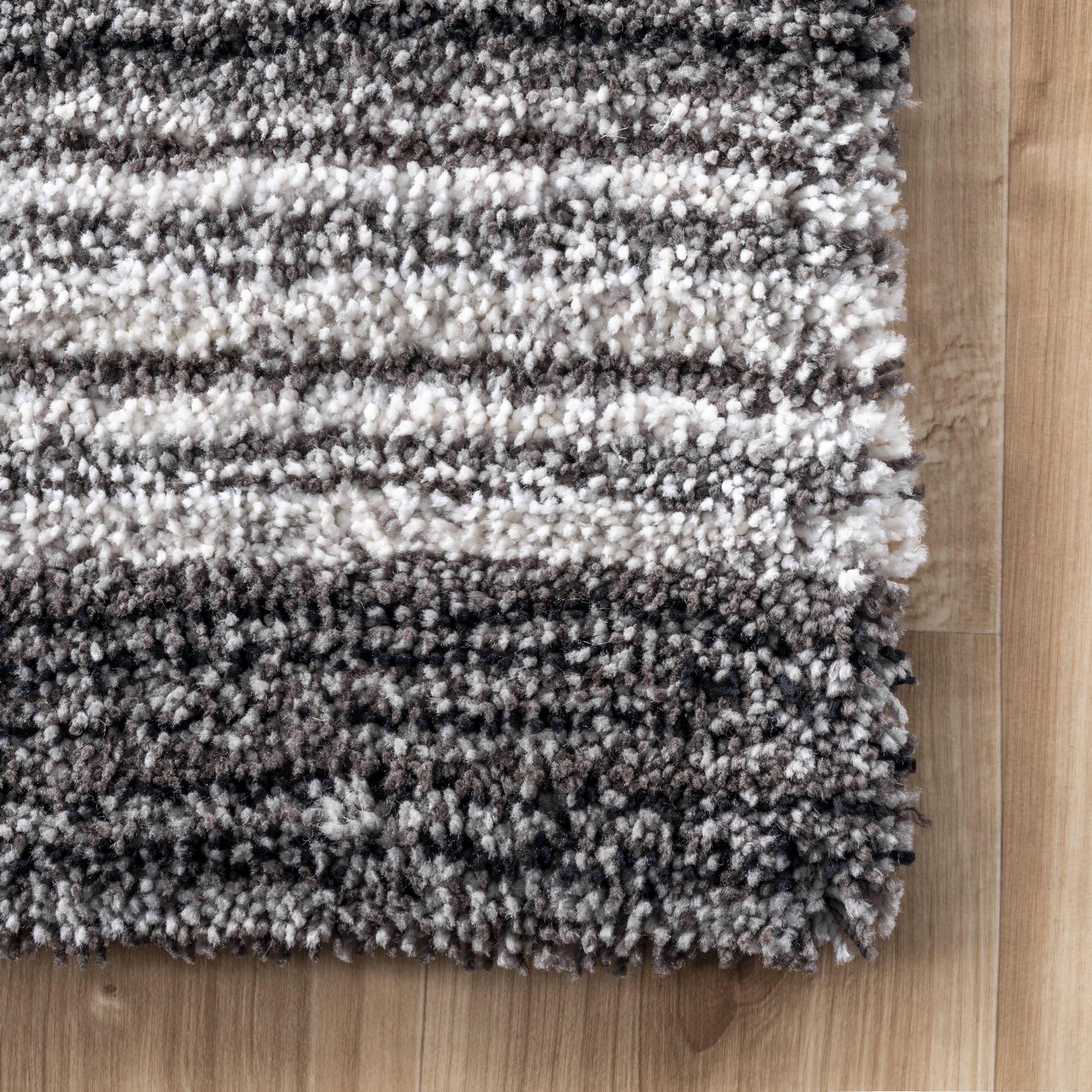 Striped Shaggy Rug | Grey Multicolor
