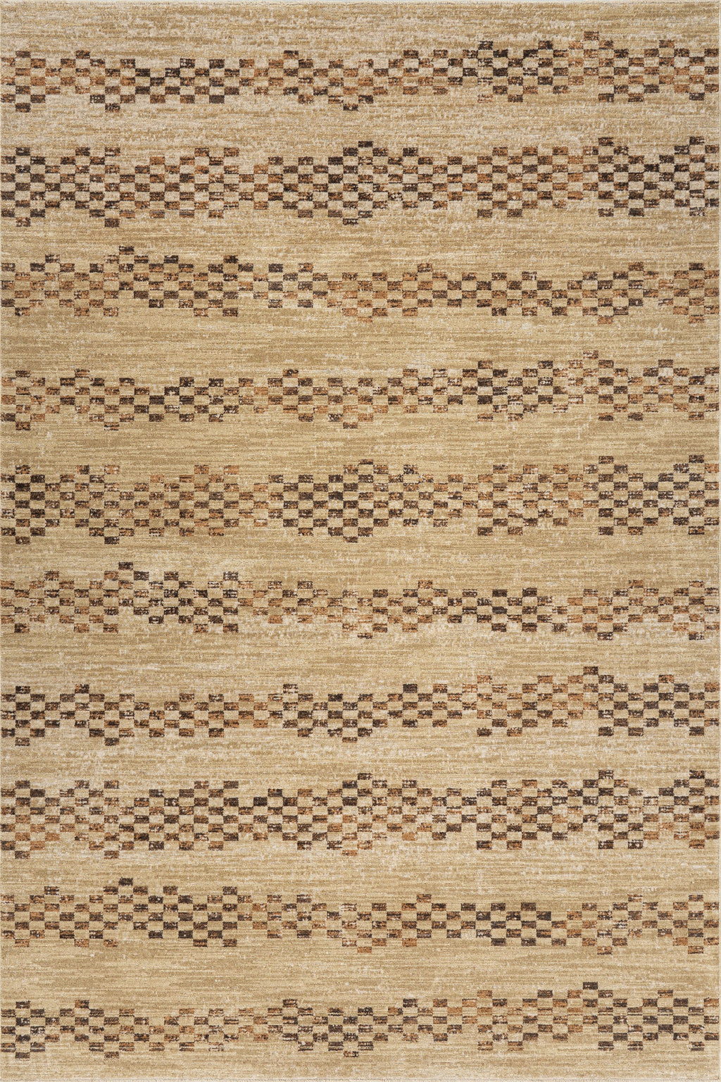 Brumacheck Mid-Century Modern Striped Rug | Tan