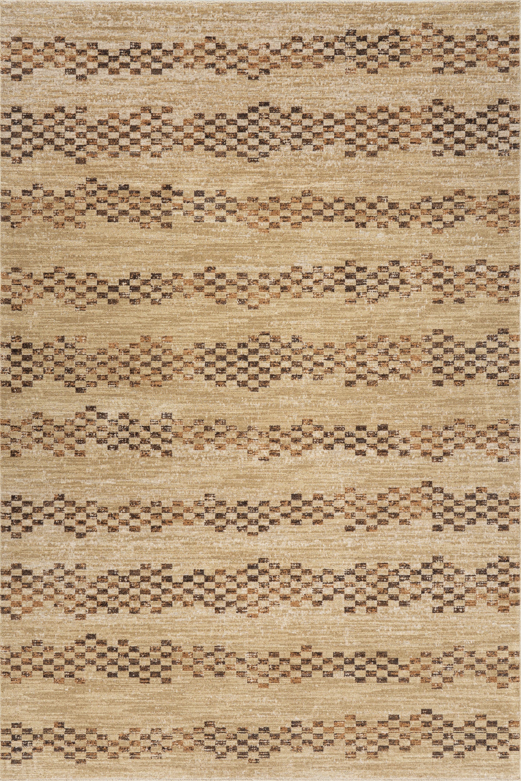 Brumacheck Mid-Century Modern Striped Rug | Tan