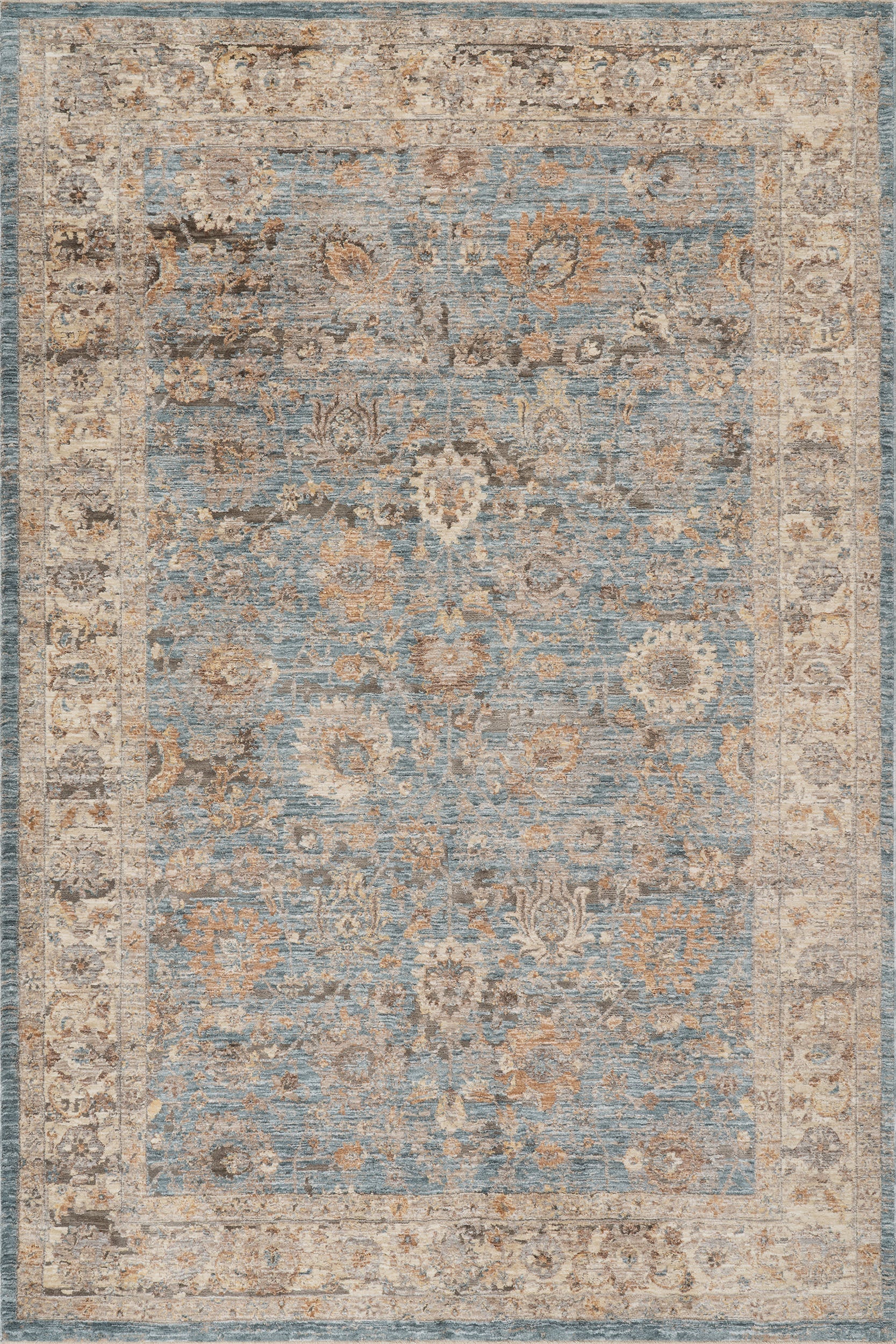 Rada Traditional Vintage Floral Rug | Blue Image principale du produit