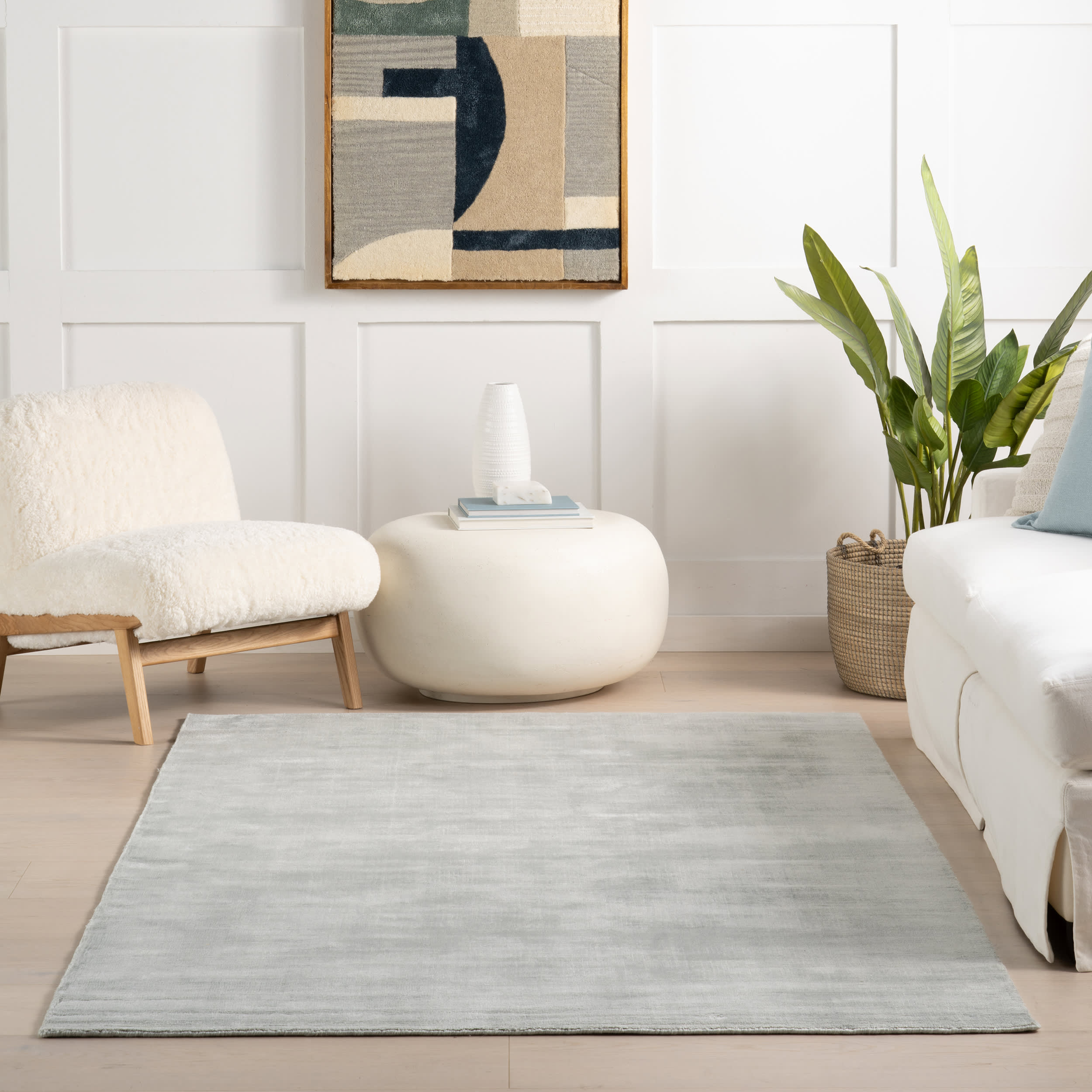 Alva Hand Loom Knotted Viscose Rug | Sky