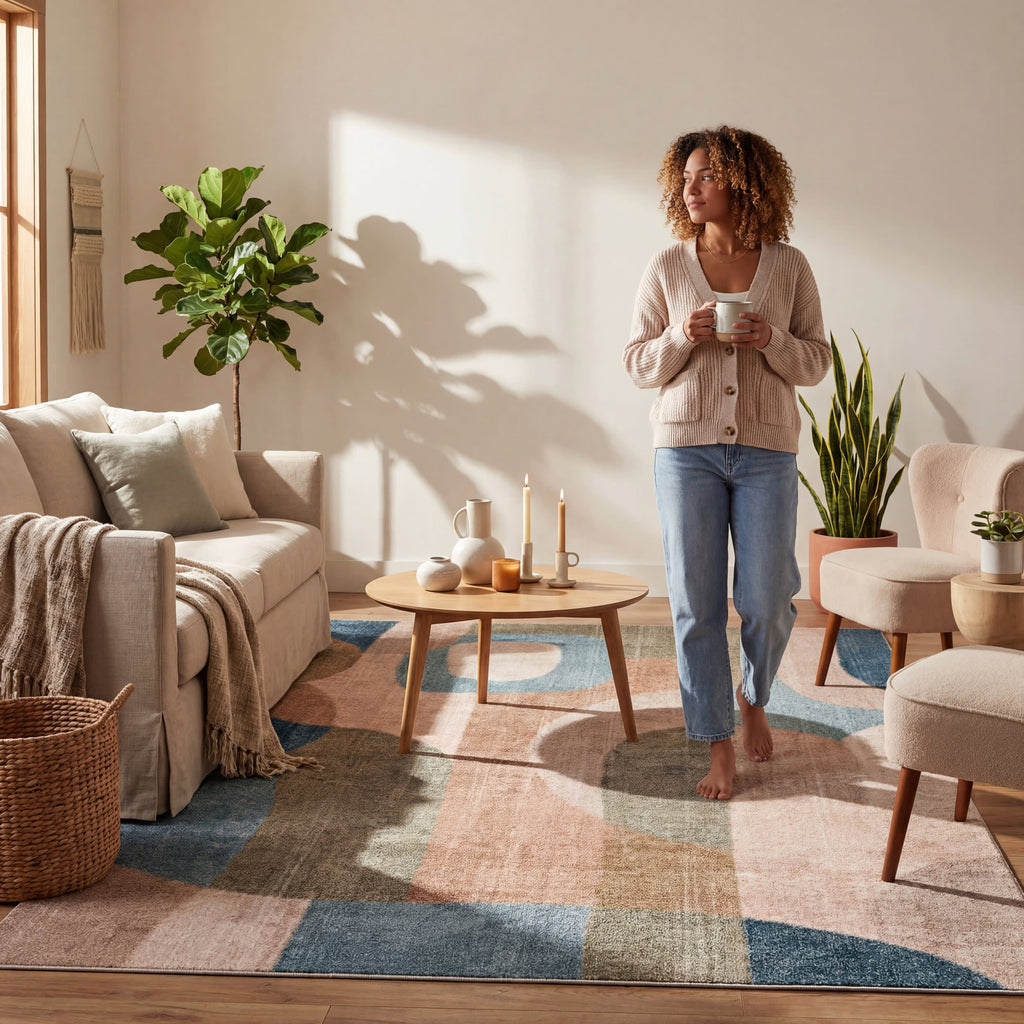 Jenice Abstract Washable Rug | Multicolor