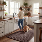 Ivana Checkered Plush Cloud Washable Rug | Dark Brown