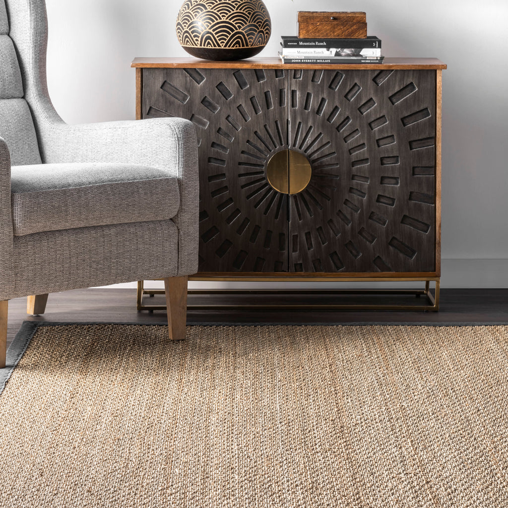 Seagrass with Border Rug | Dark Grey