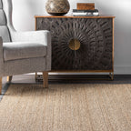 Seagrass with Border Rug | Dark Grey