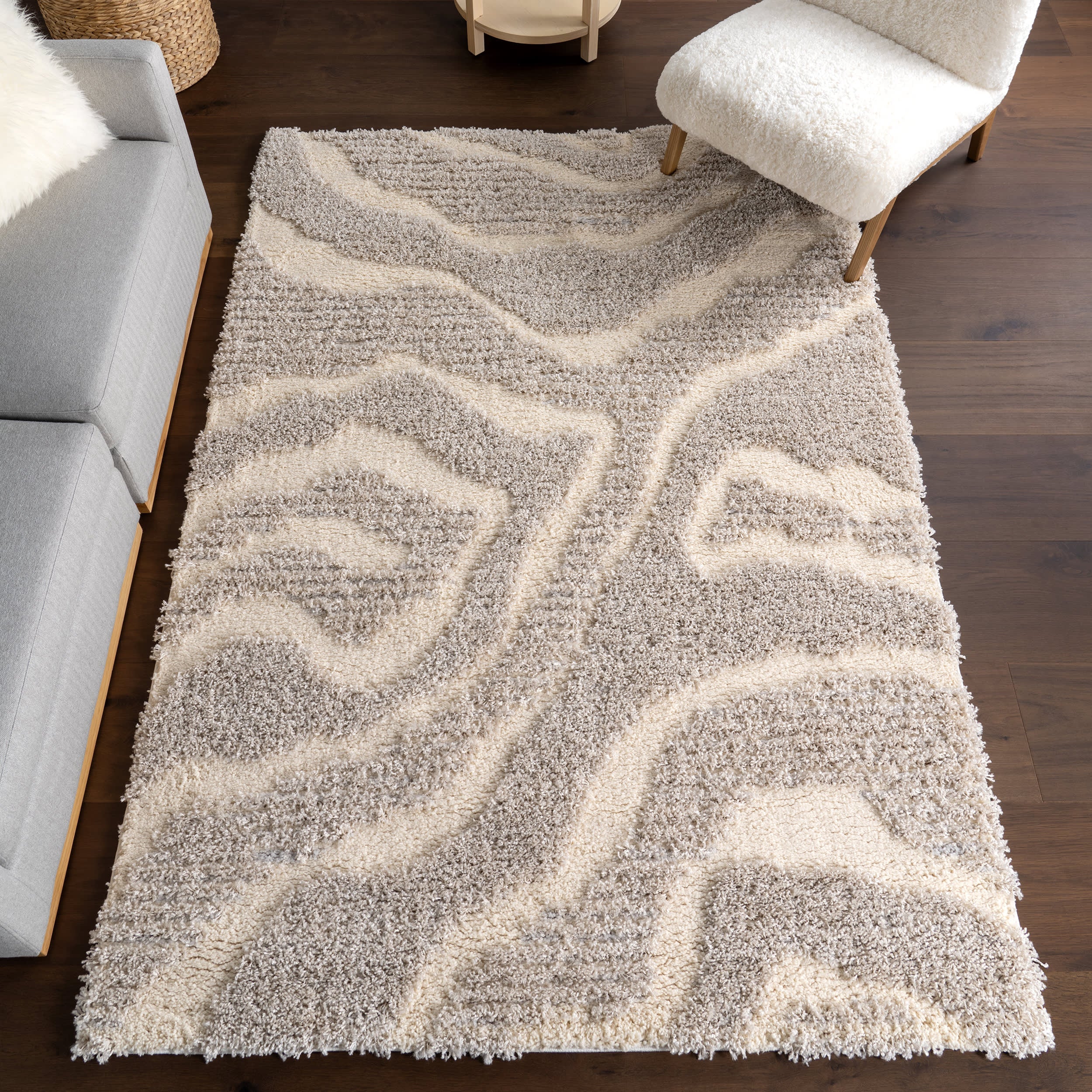 Jordyn Textured Waves Rug | Grey