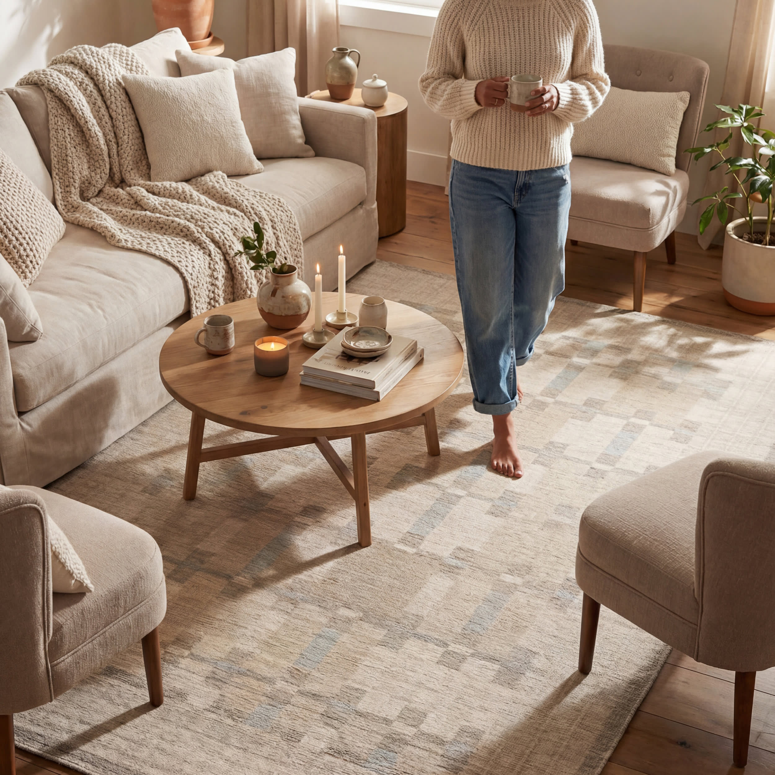 Nefe Bordered Washable Rug | Brown