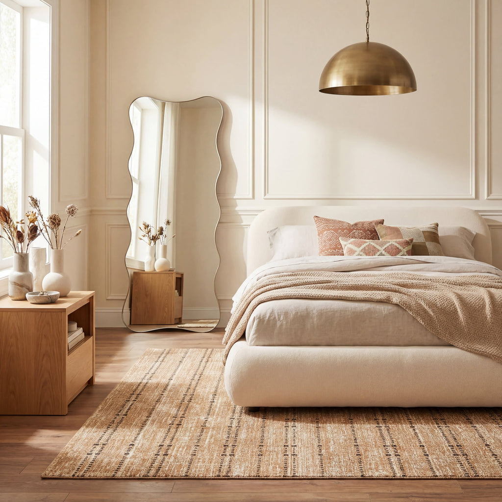 Tracewire Bohemian Striped Rug | Tan