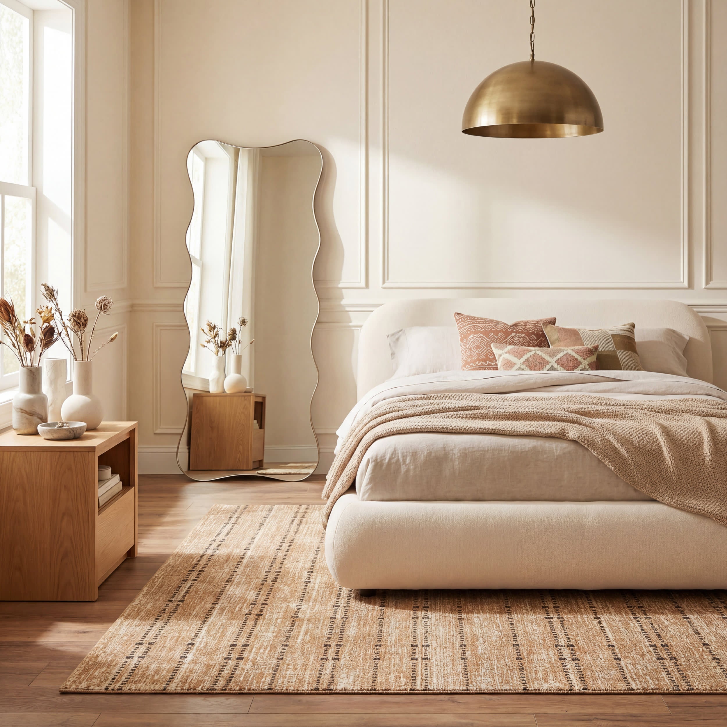 Tracewire Bohemian Striped Rug | Tan