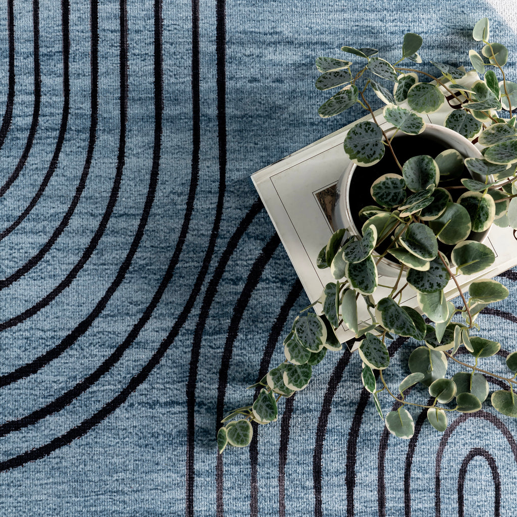 Carlotta Washable Desert Sunset Rug | Blue