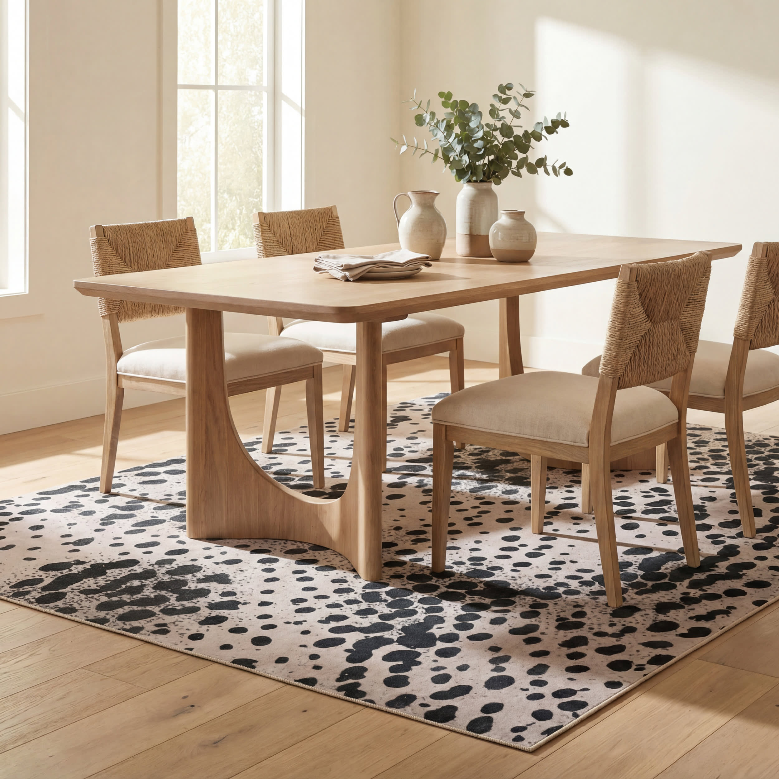 Aricela Modern Animal Print Washable Rug | Black