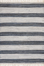 Diora Denim Bohemian Striped Rug | White