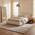 Ivana Checkered Plush Cloud Washable Rug | Taupe