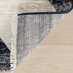 Vanni Checkered Fringed Rug | Navy