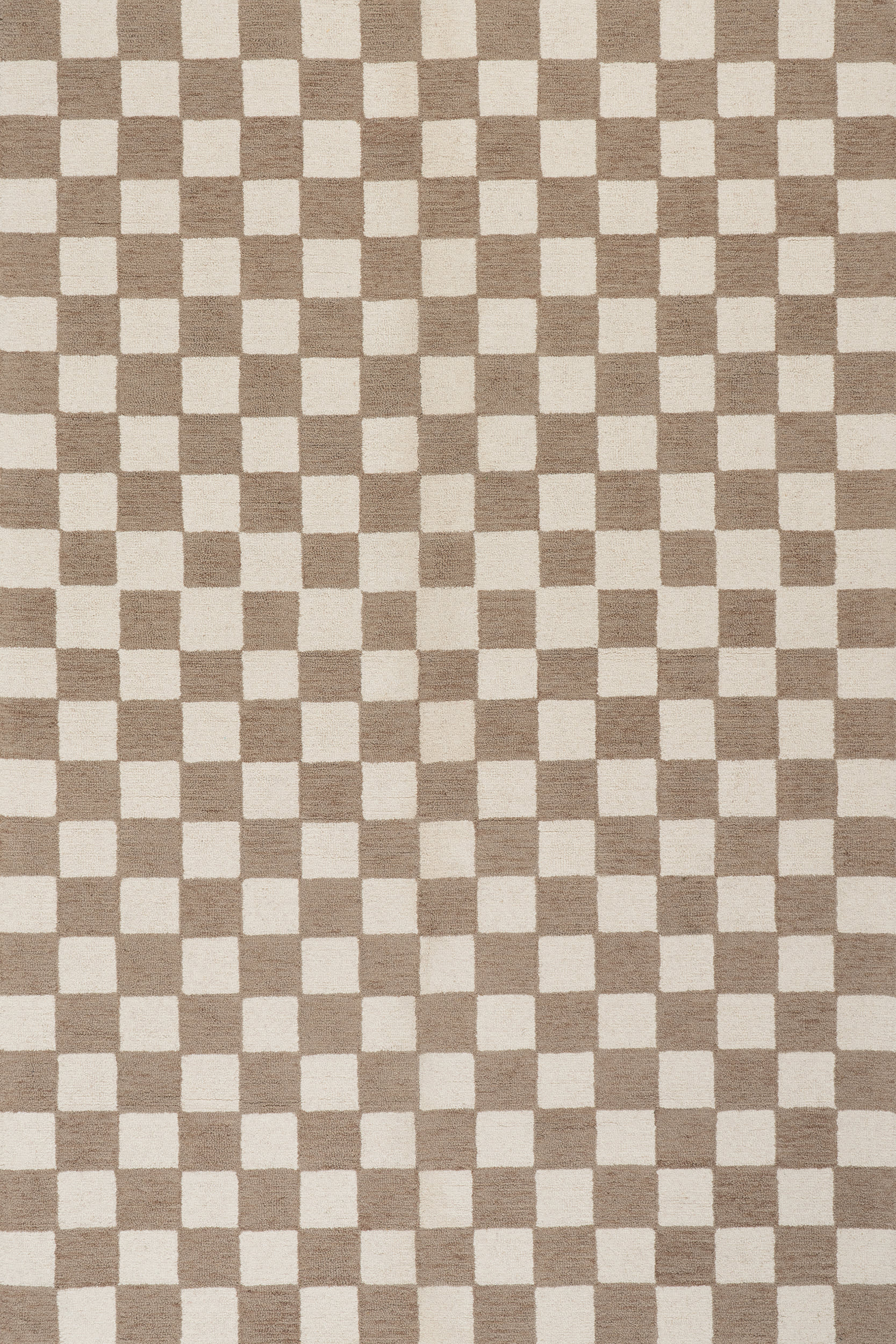 Calina Modern Checkered Indoor Wool Rug | Taupe Image secondaire du produit