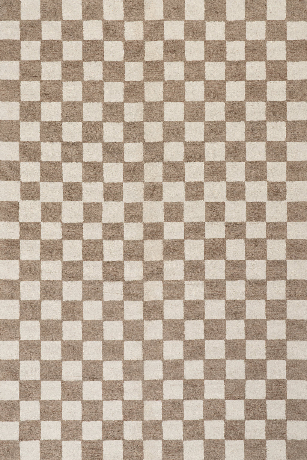 Calina Modern Checkered Indoor Wool Rug | Taupe