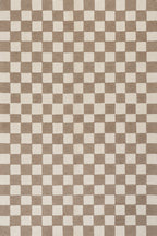 Calina Modern Checkered Indoor Wool Rug | Taupe
