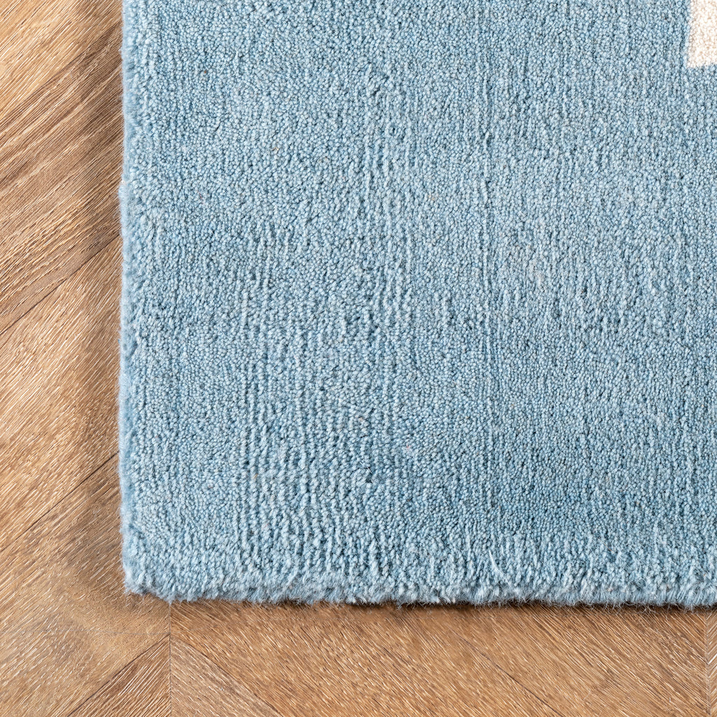 Solid Border Rug | Baby Blue
